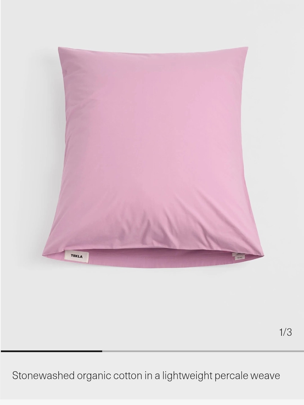 Tekla Mallow Pink Organic Cotton Pillowcase.